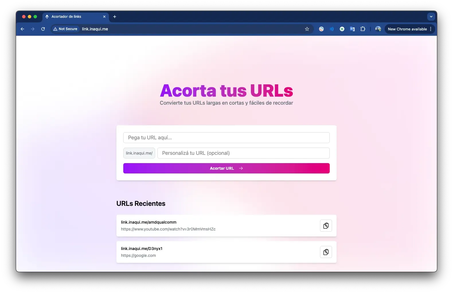 Acortador de URLs